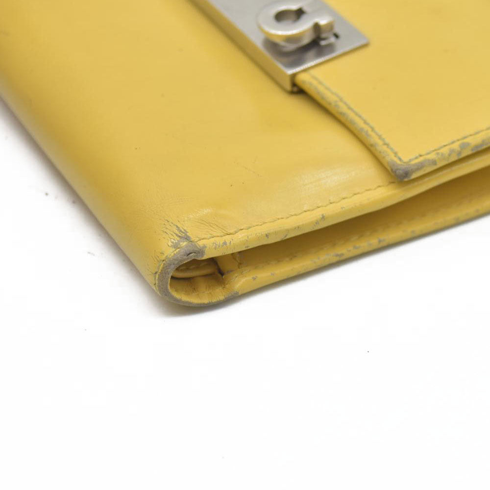 Salvatore Ferragamo Gancini Leather Trifold Wallet Yellow