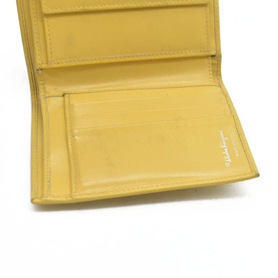 Salvatore Ferragamo Gancini Leather Trifold Wallet Yellow