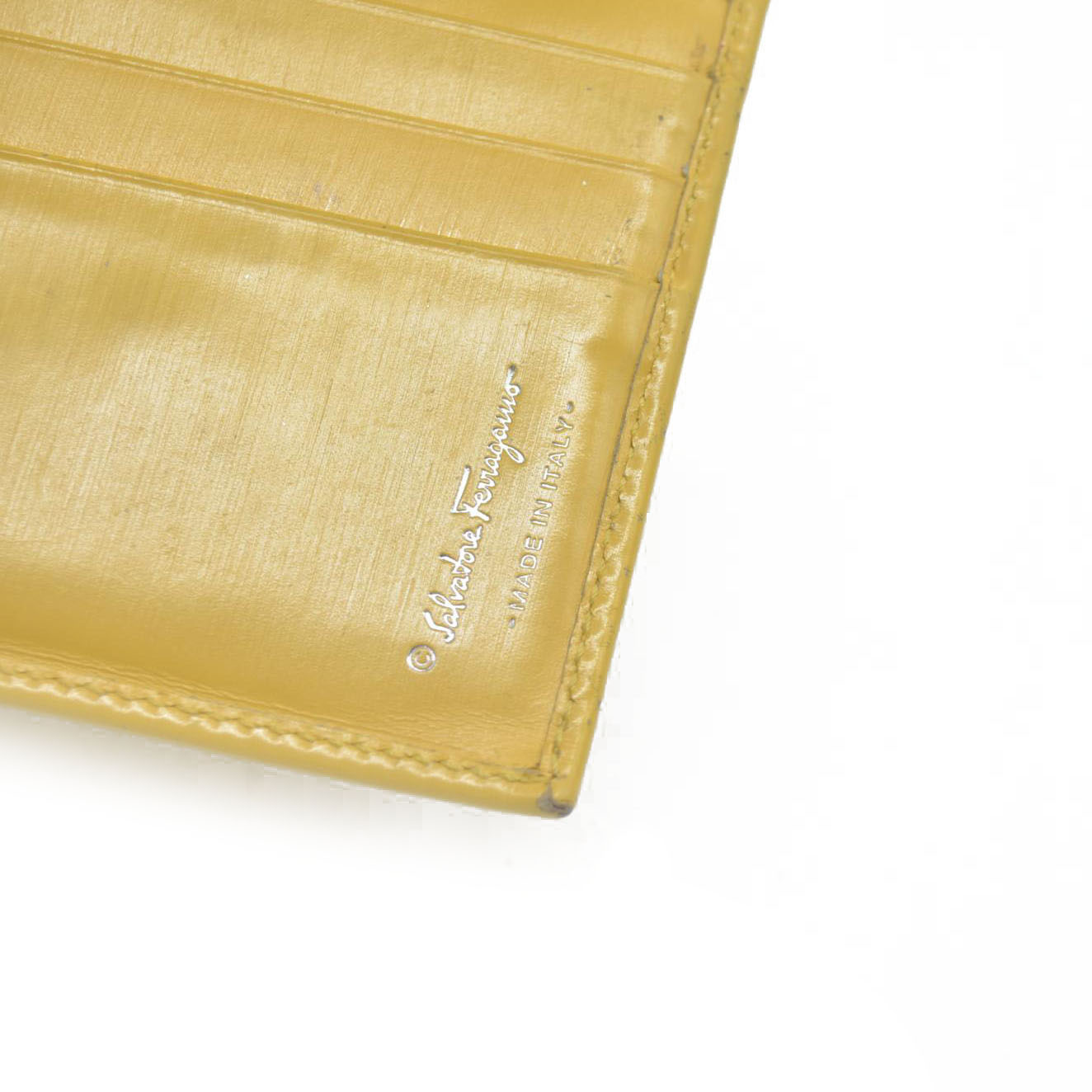 Salvatore Ferragamo Gancini Leather Trifold Wallet Yellow