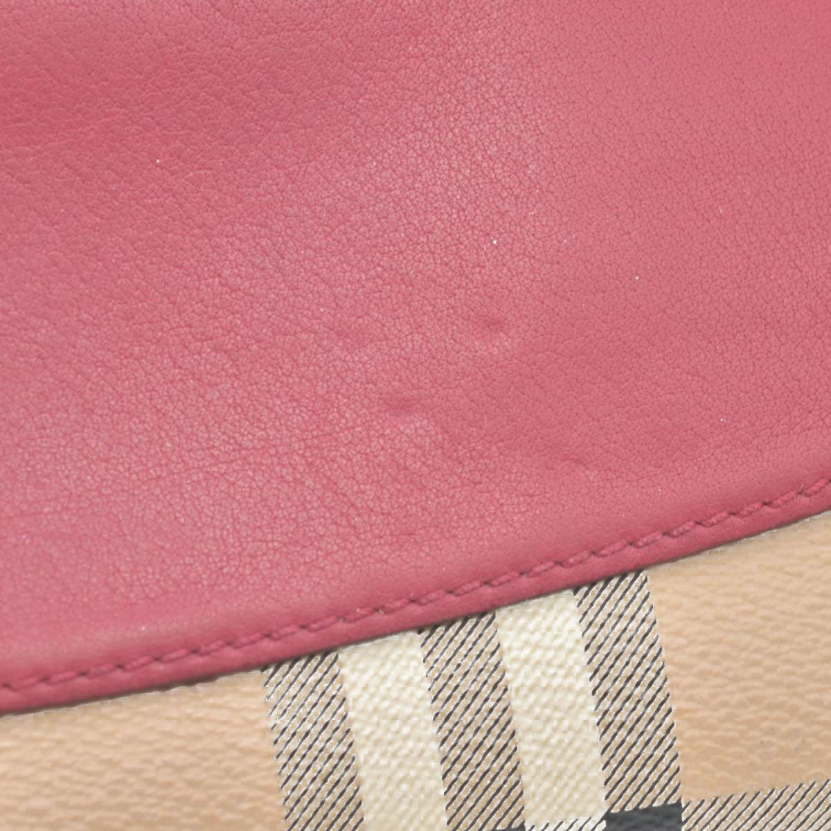Burberry Grainy Calfskin House Check Elmore Zip Around Wallet Russet Red CONSIGNMENT