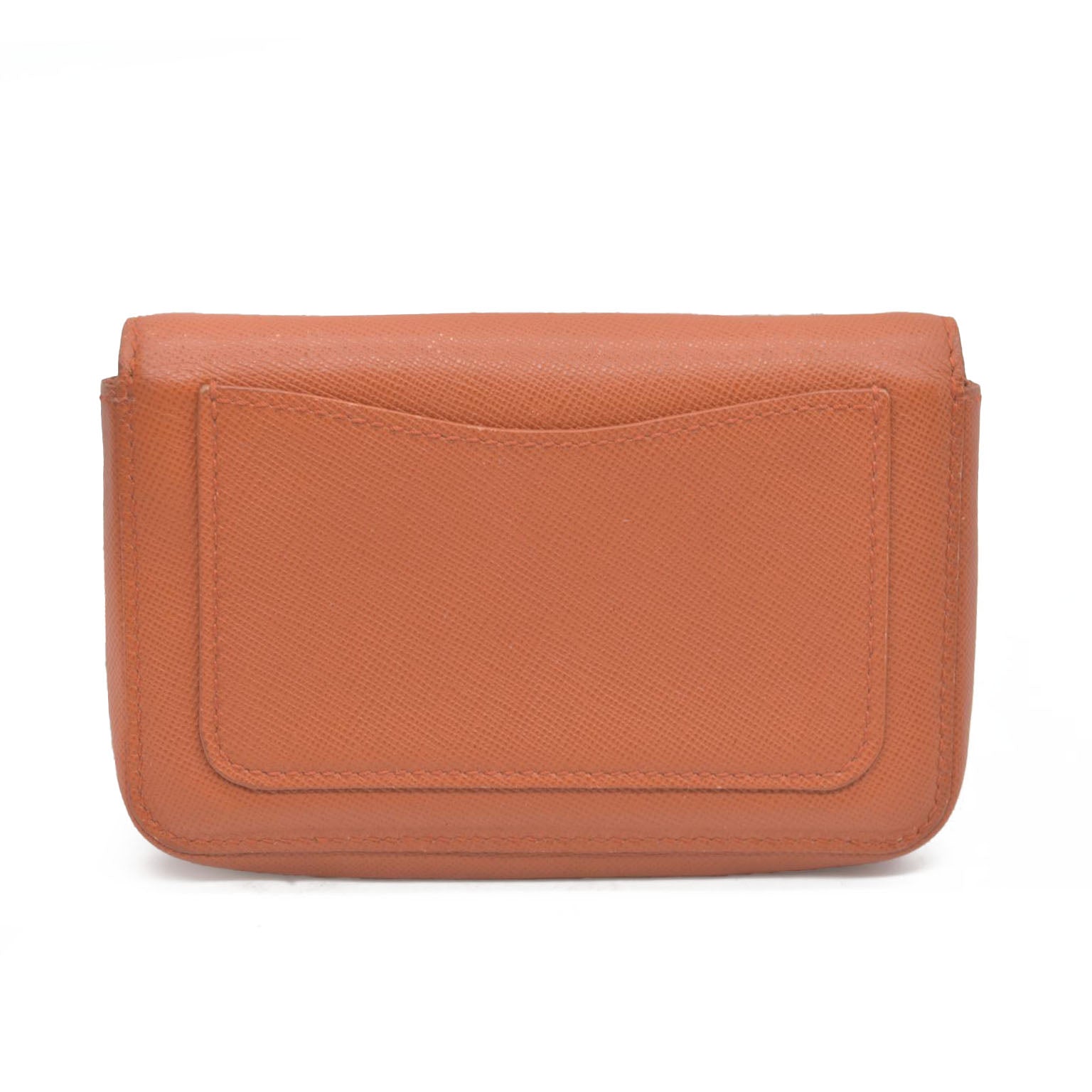 PRADA Logo Saffiano Leather Multi Pouch Orange
