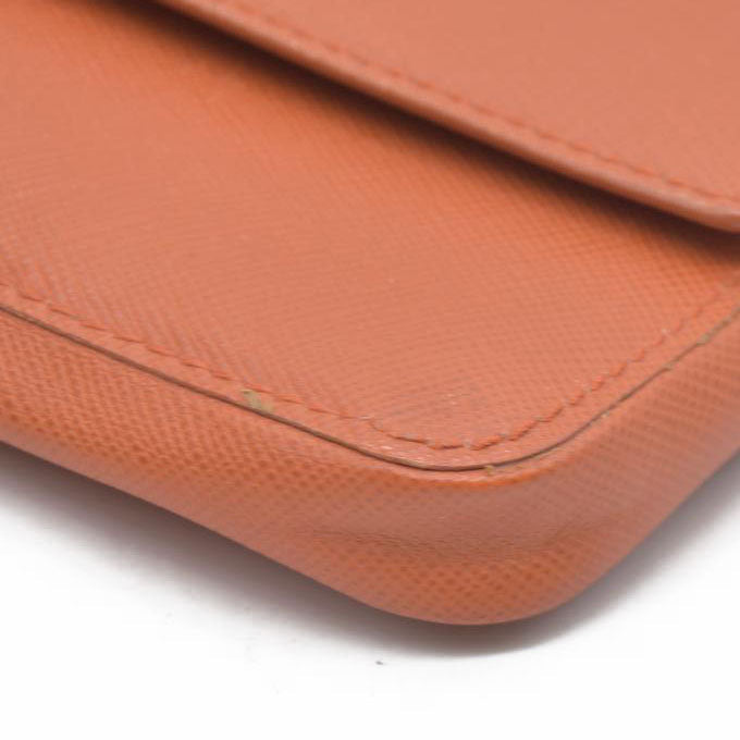 PRADA Logo Saffiano Leather Multi Pouch Orange