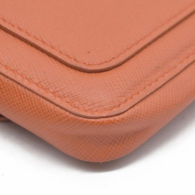 PRADA Logo Saffiano Leather Multi Pouch Orange