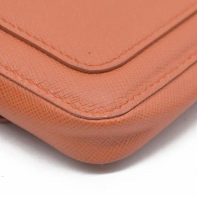 PRADA Logo Saffiano Leather Multi Pouch Orange