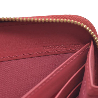 Burberry Grainy Calfskin House Check Elmore Zip Around Wallet Russet Red CONSIGNMENT