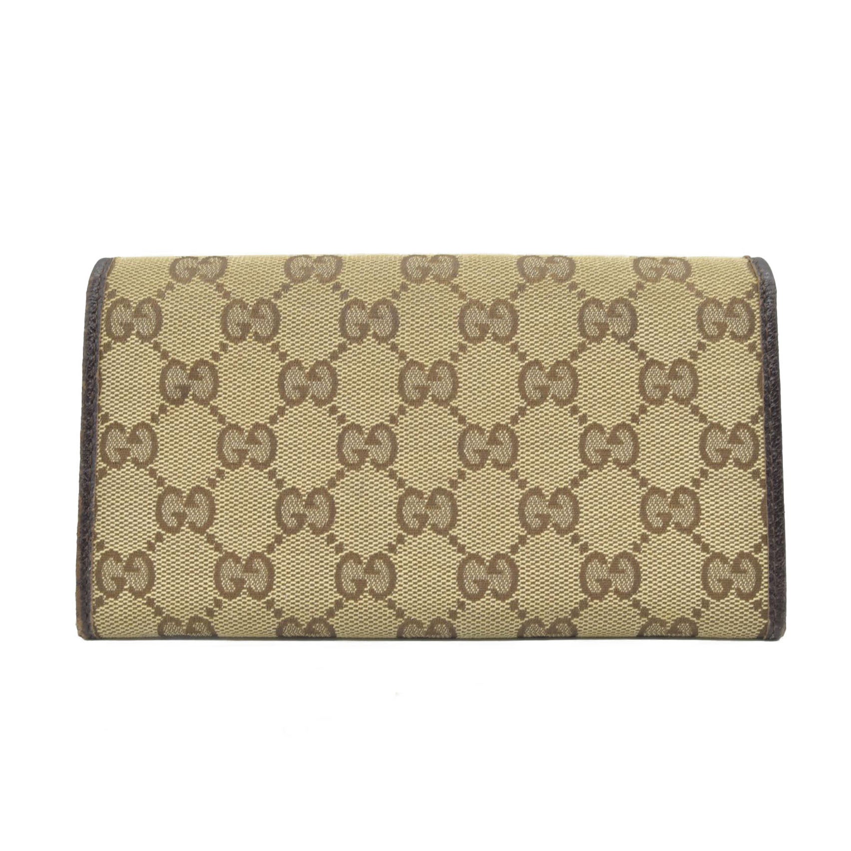 $690 Gucci GG Canvas Logo Plaque Bifold Wallet CONSIGNMENT