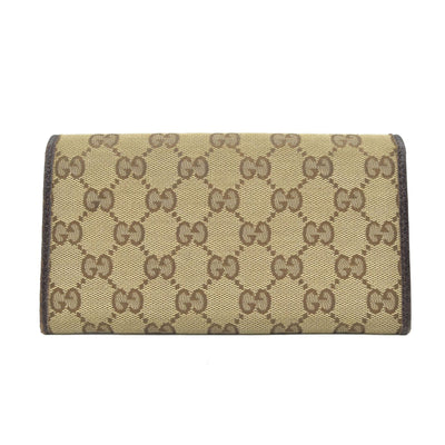 $690 Gucci GG Canvas Logo Plaque Bifold Wallet CONSIGNMENT