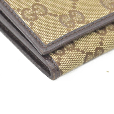 $690 Gucci GG Canvas Logo Plaque Bifold Wallet CONSIGNMENT