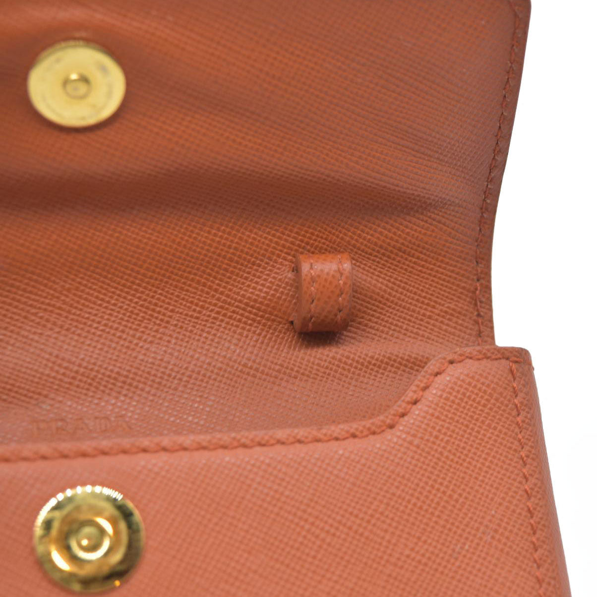 PRADA Logo Saffiano Leather Multi Pouch Orange