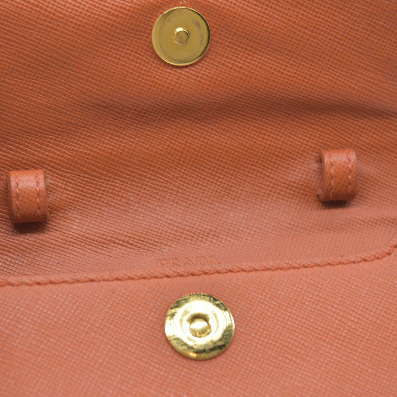 PRADA Logo Saffiano Leather Multi Pouch Orange