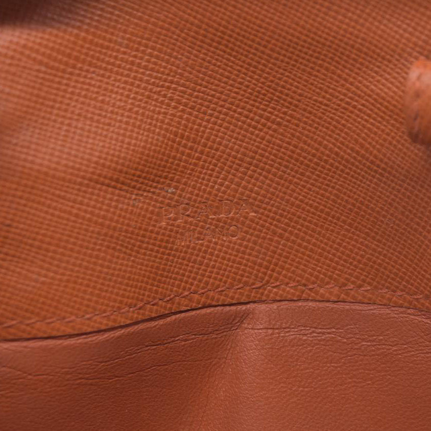 PRADA Logo Saffiano Leather Multi Pouch Orange