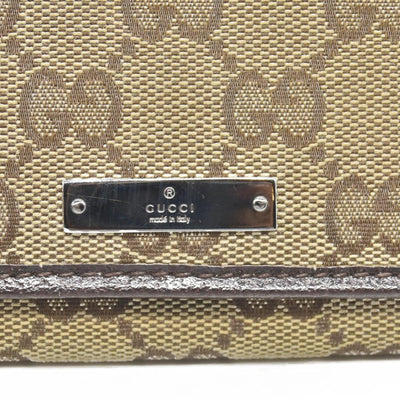 $690 Gucci GG Canvas Logo Plaque Bifold Wallet CONSIGNMENT