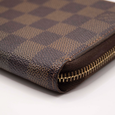 $960 2008 Louis Vuitton Damier Zippy Zip Around Long Wallet Purse Brown CA5018 CA0518