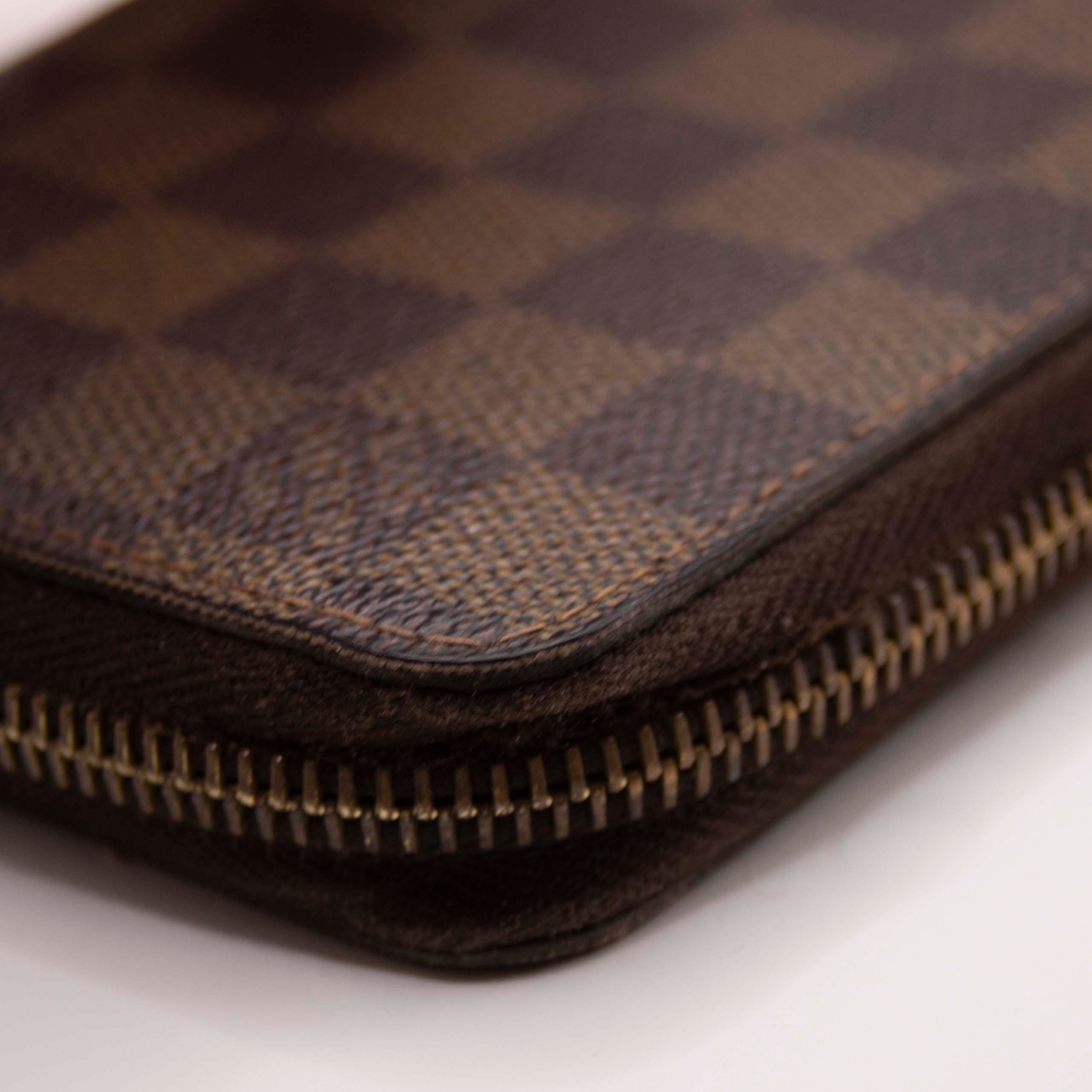 $960 2008 Louis Vuitton Damier Zippy Zip Around Long Wallet Purse Brown CA5018 CA0518