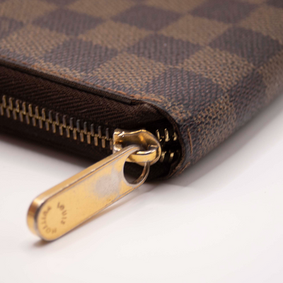 $960 2008 Louis Vuitton Damier Zippy Zip Around Long Wallet Purse Brown CA5018 CA0518