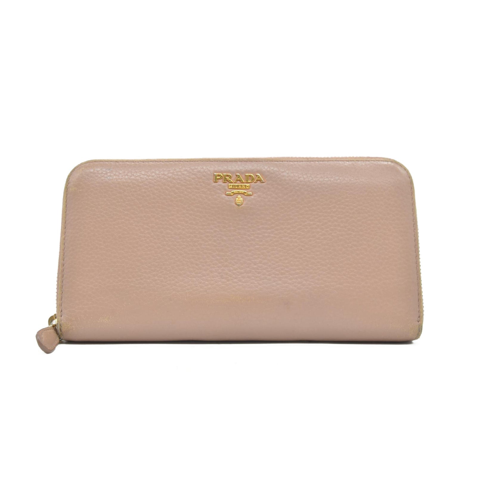 $1070  PRADA Saffiano Metal Logo Zip Around Long Wallet Pink