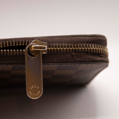 $960 2008 Louis Vuitton Damier Zippy Zip Around Long Wallet Purse Brown CA5018 CA0518