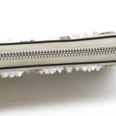 $950 CONSIGNMENT Christian Louboutin Panettone Long Wallet Cream with Loubinthesky Spikes