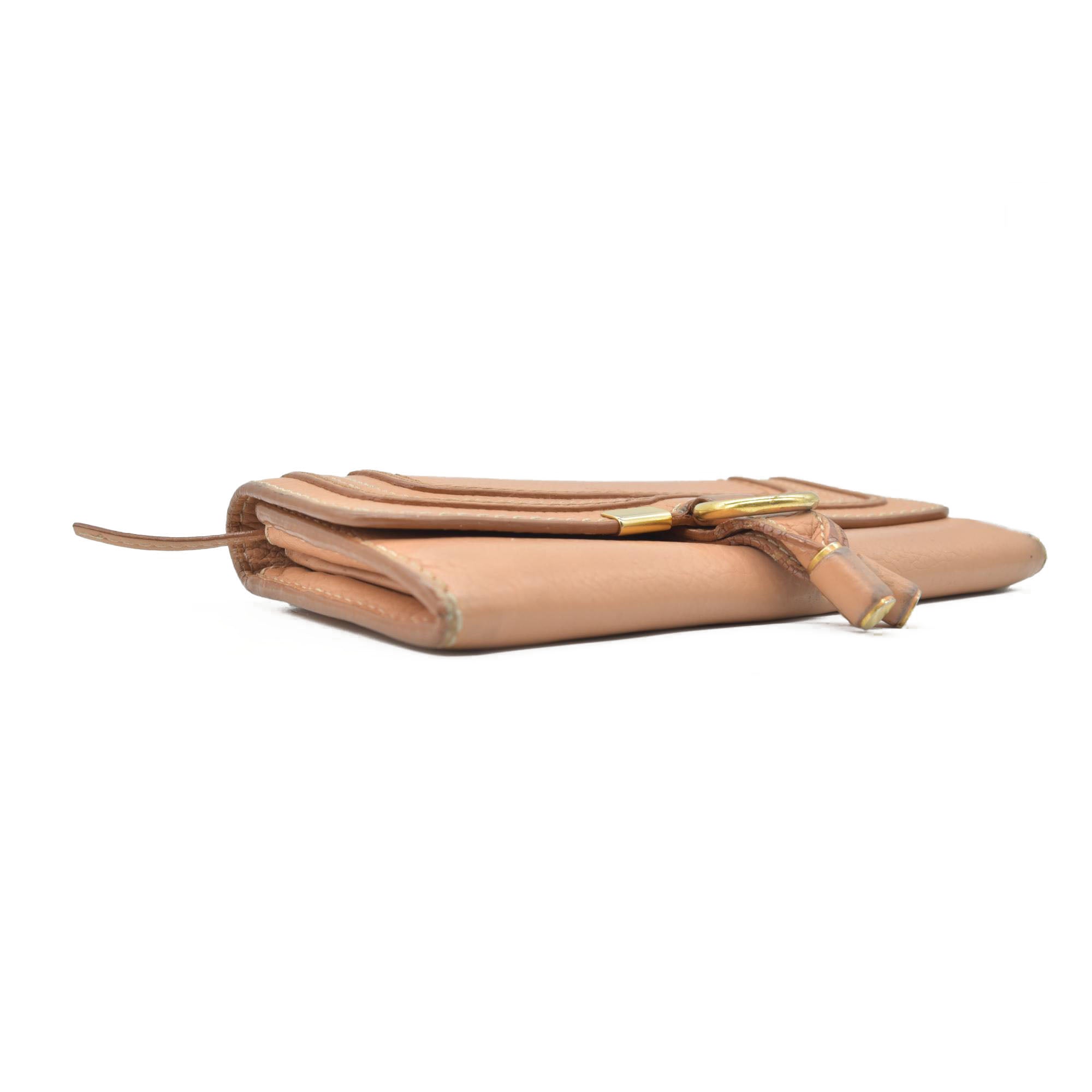 $650 CHLOE Grained Calfskin Marcie Long Wallet Orange
