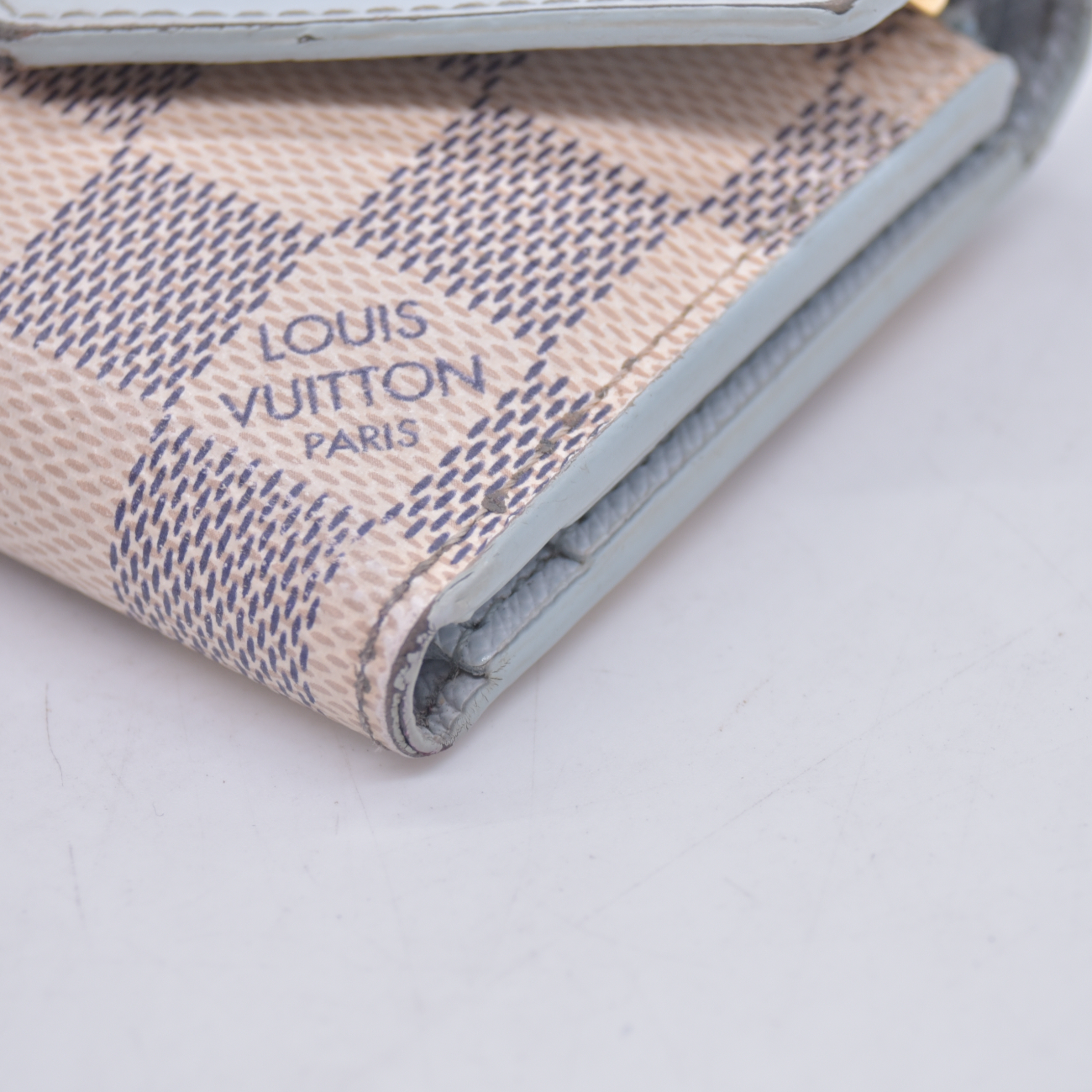 $570 2021 Louis Vuitton Damier Azur Zoe Wallet Olympe MI0261