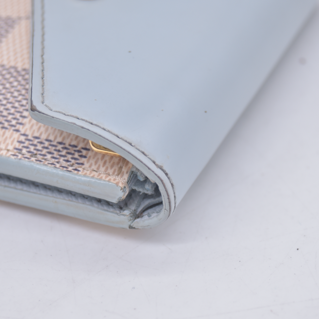 $570 2021 Louis Vuitton Damier Azur Zoe Wallet Olympe MI0261