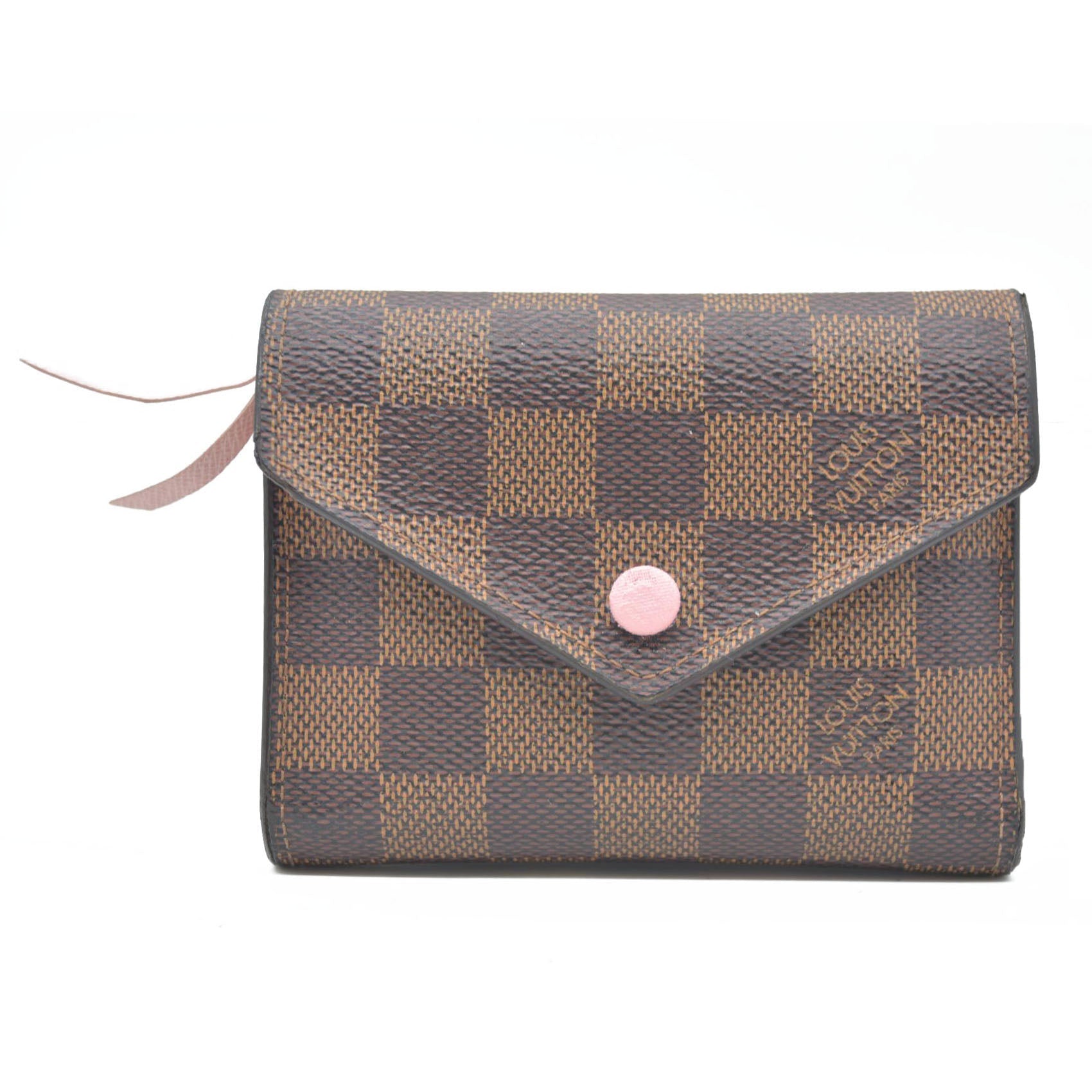 $605 Louis Vuitton Damier Ebene Victorine Wallet Rose Ballerine