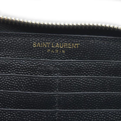 $950 CONSIGNMENT Saint Laurent CASSANDRE MATELASSÉ ZIP AROUND WALLET IN GRAIN DE POUDRE LEATHER