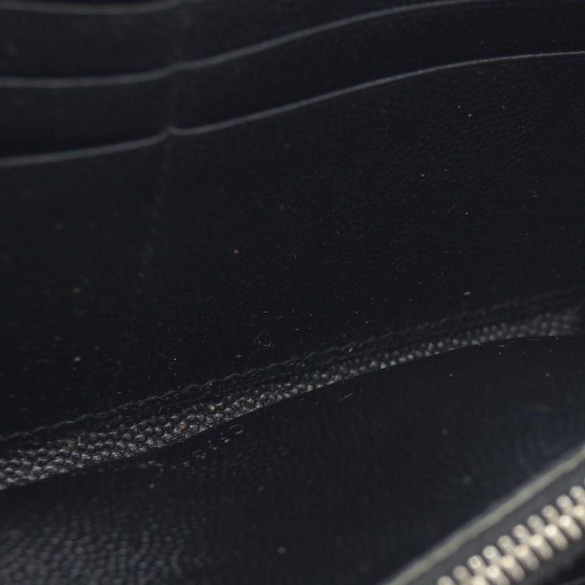 $950 CONSIGNMENT Saint Laurent CASSANDRE MATELASSÉ ZIP AROUND WALLET IN GRAIN DE POUDRE LEATHER