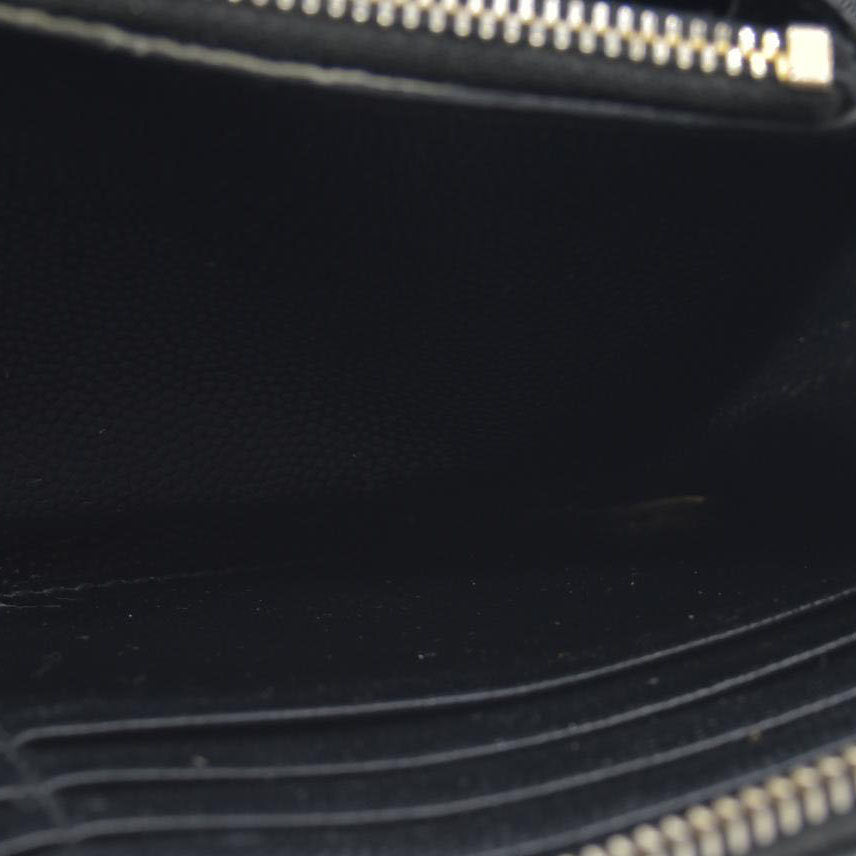 $950 CONSIGNMENT Saint Laurent CASSANDRE MATELASSÉ ZIP AROUND WALLET IN GRAIN DE POUDRE LEATHER