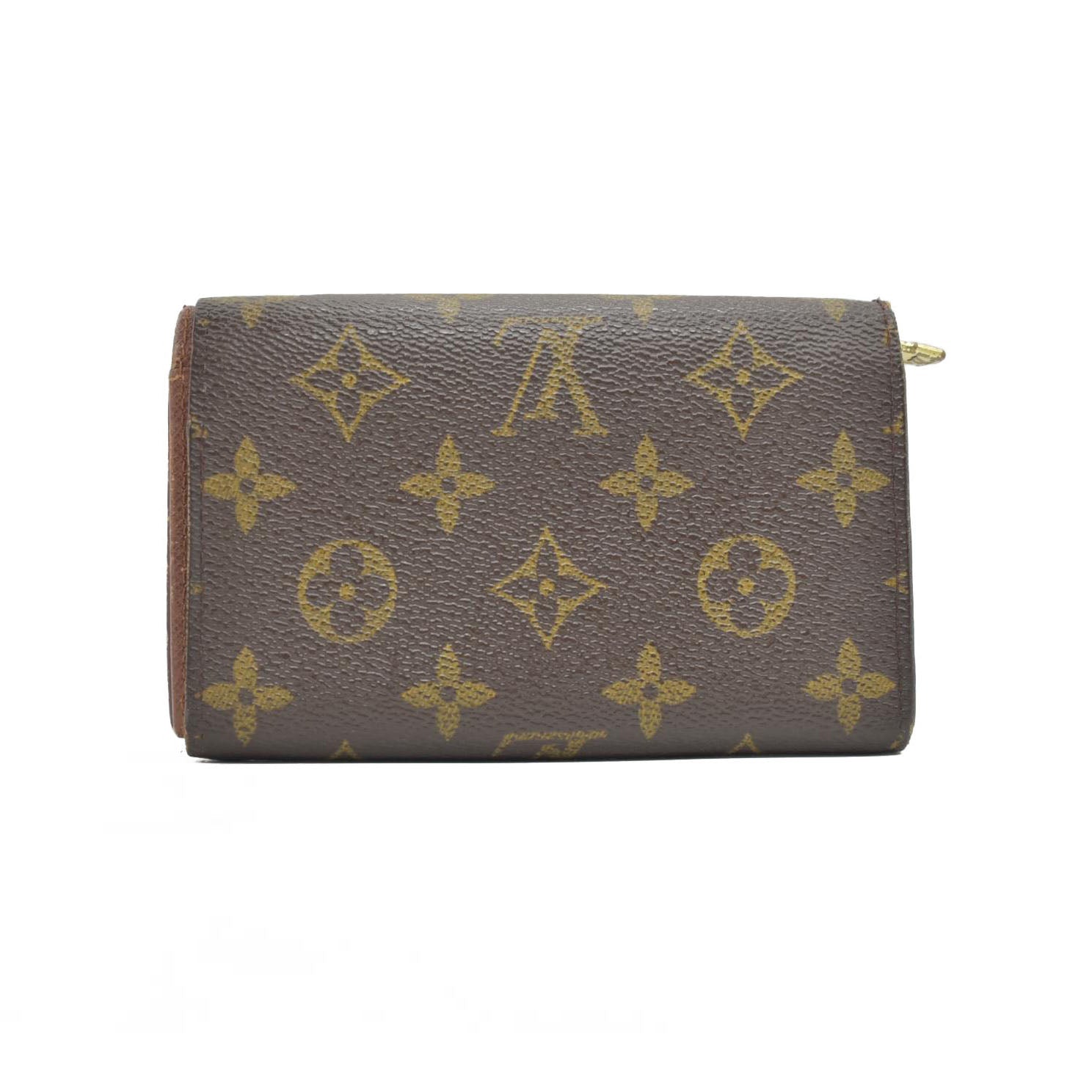 $560 2002 Louis Vuitton Monogram Porte-Monnaie Tresor Wallet CA0072