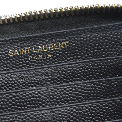 $950 CONSIGNMENT Saint Laurent CASSANDRE MATELASSÉ ZIP AROUND WALLET IN GRAIN DE POUDRE LEATHER