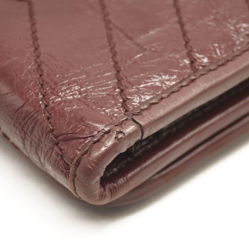 Saint Laurent Compact Niki Wallet Burgundy Leather Crinkled