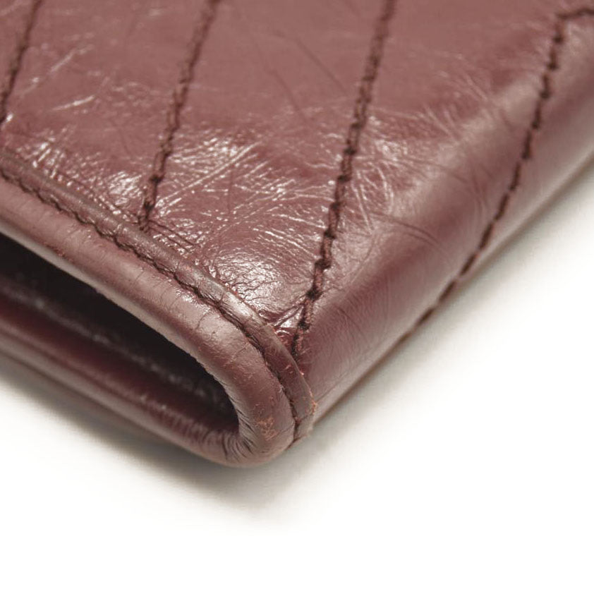 Saint Laurent Compact Niki Wallet Burgundy Leather Crinkled