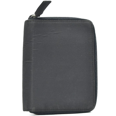 $480 PRADA Tessuto Nylon Logo Plate Zippy Bifold Wallet Black
