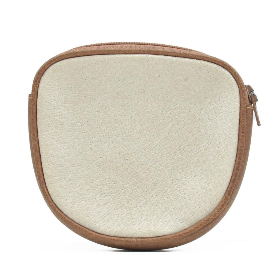 $450 GUCCI Suede Interlocking G Logo Coin Purse Ivory