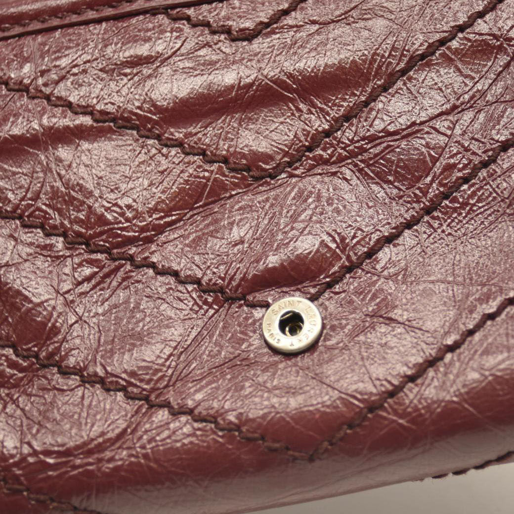 Saint Laurent Compact Niki Wallet Burgundy Leather Crinkled