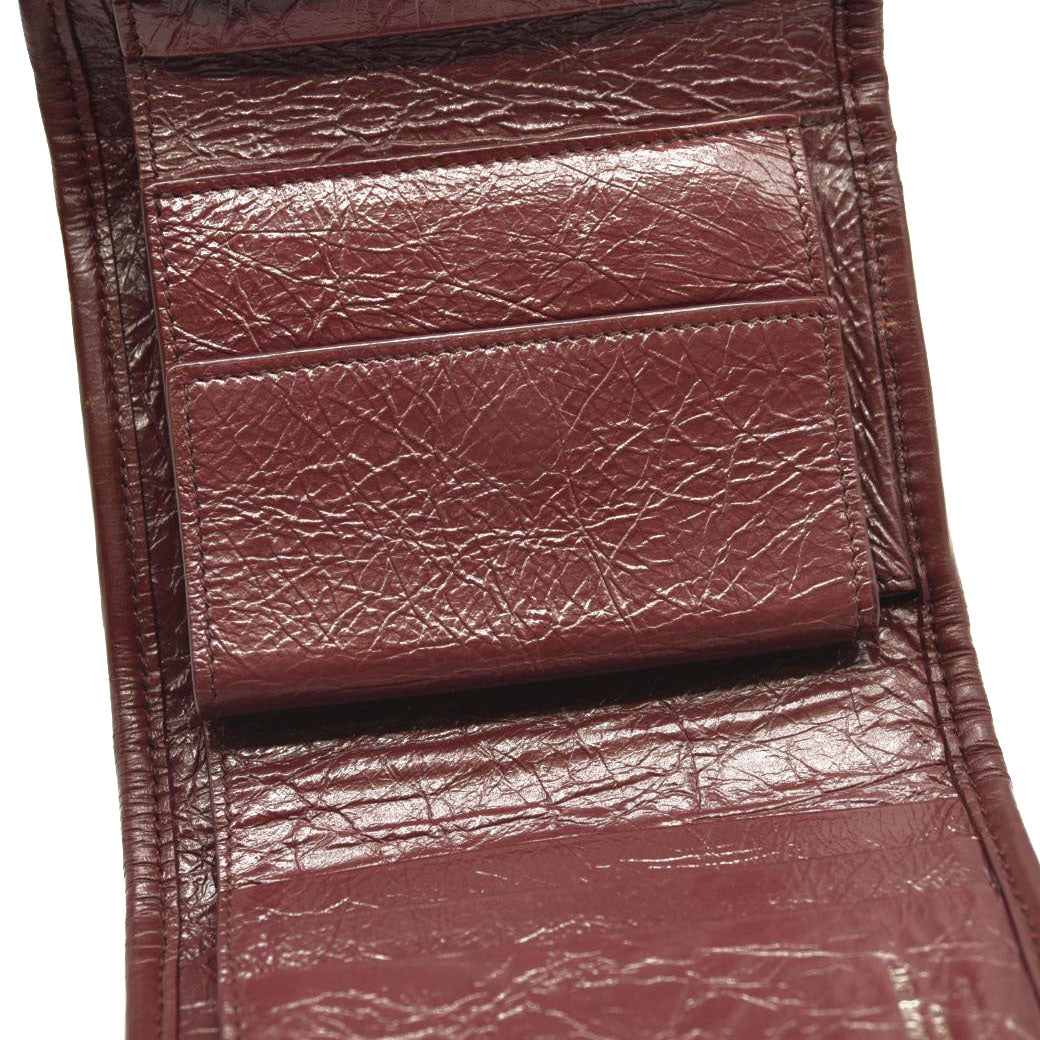 Saint Laurent Compact Niki Wallet Burgundy Leather Crinkled