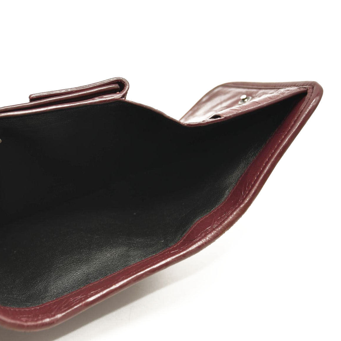 Saint Laurent Compact Niki Wallet Burgundy Leather Crinkled