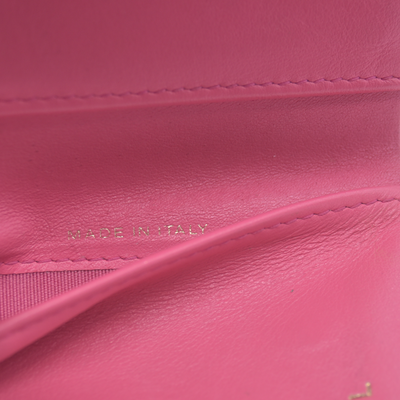 $1025 2020 CHANEL Interlocking CC Chain Small Flap Tri-Fold Wallet Pink Caviar Leather