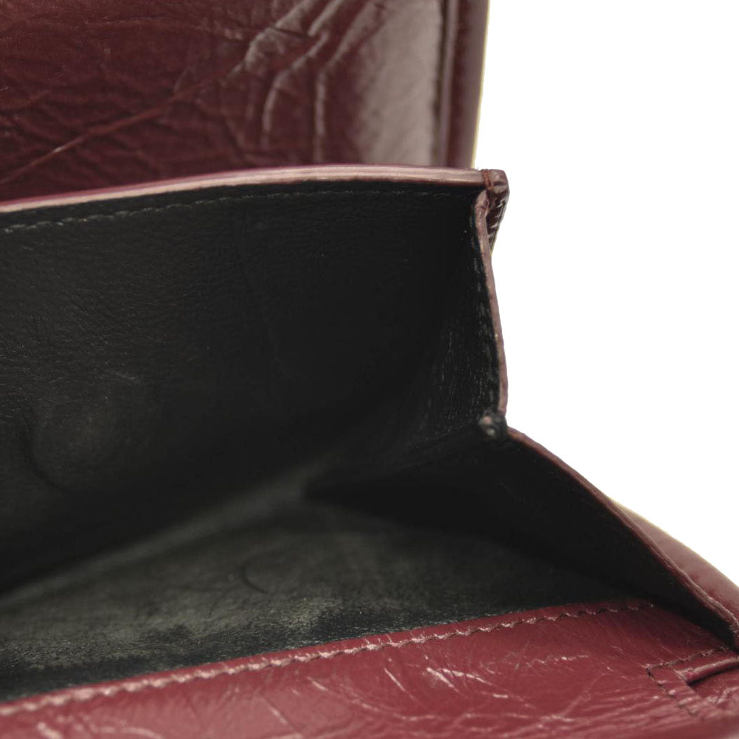 Saint Laurent Compact Niki Wallet Burgundy Leather Crinkled