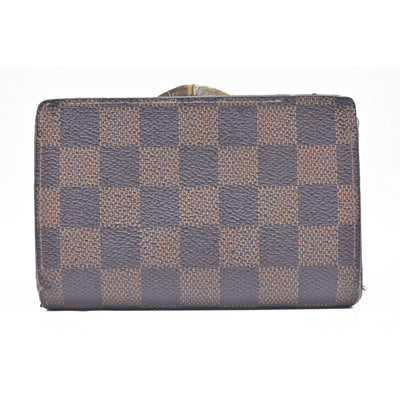 $750 Louis Vuitton Damier Ebene Kisslock French Wallet CONSIGNMENT