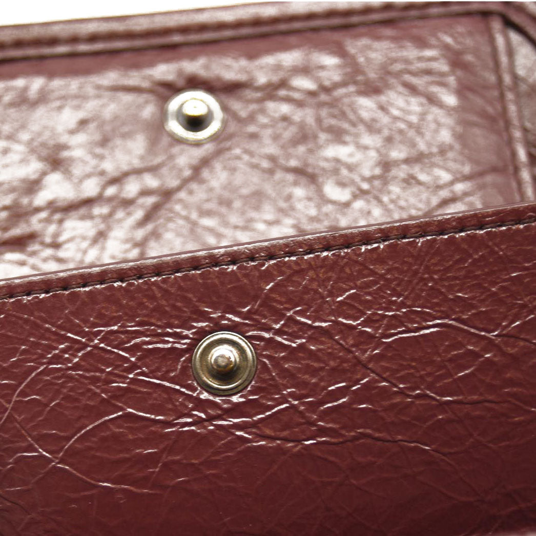 Saint Laurent Compact Niki Wallet Burgundy Leather Crinkled