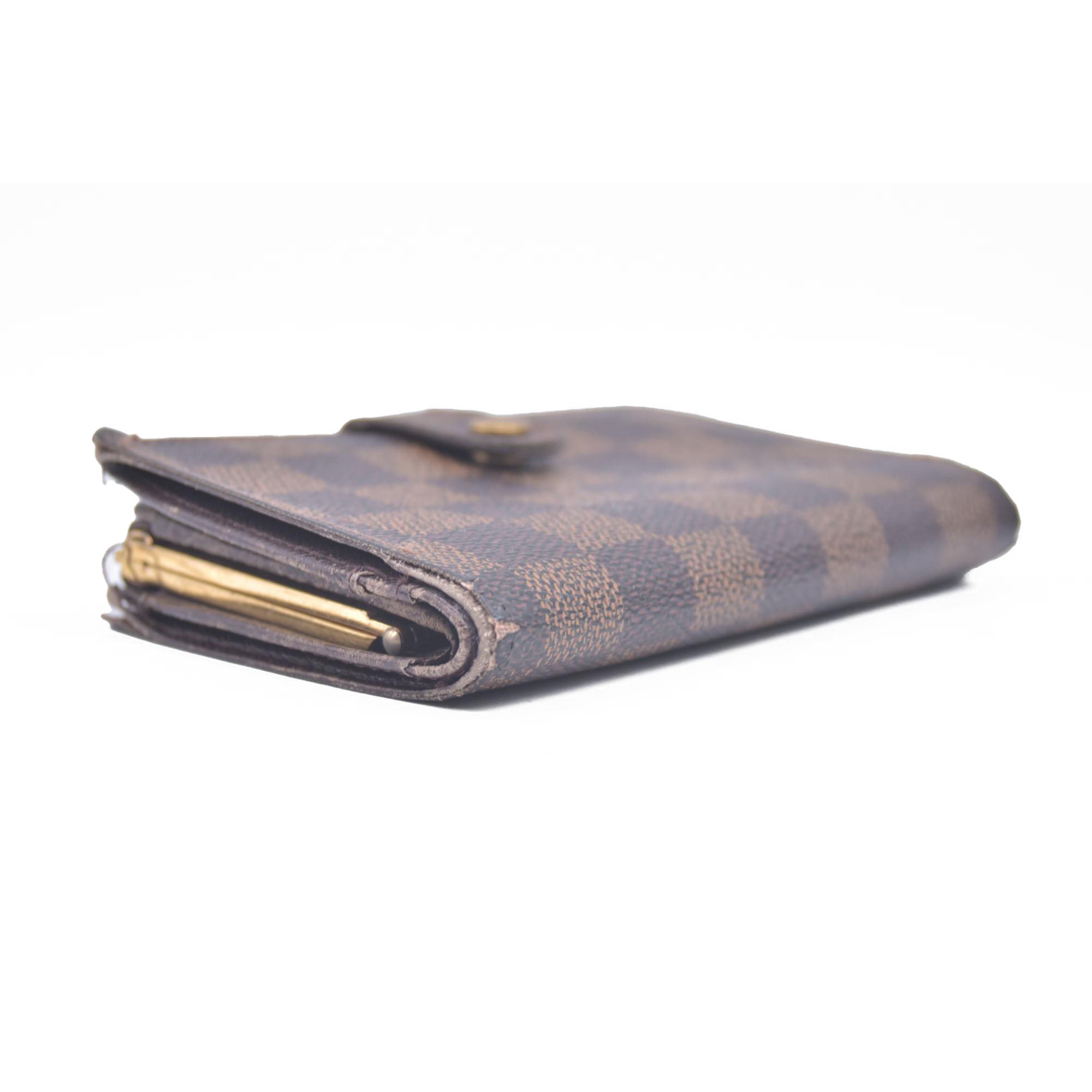 $750 Louis Vuitton Damier Ebene Kisslock French Wallet CONSIGNMENT