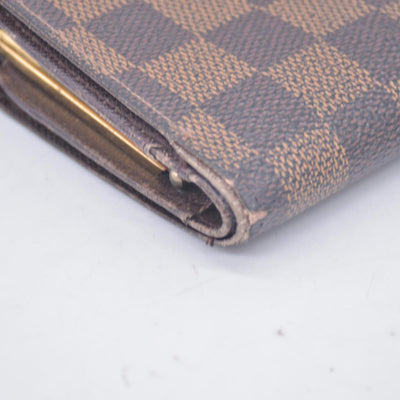 $750 Louis Vuitton Damier Ebene Kisslock French Wallet CONSIGNMENT