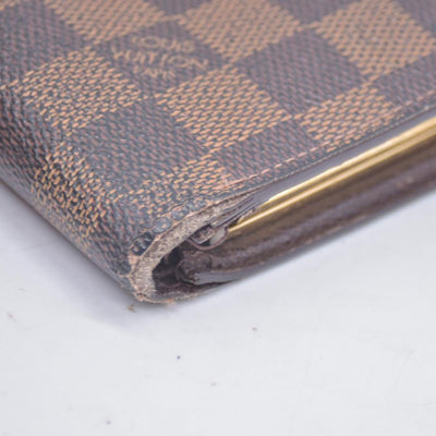 $750 Louis Vuitton Damier Ebene Kisslock French Wallet CONSIGNMENT