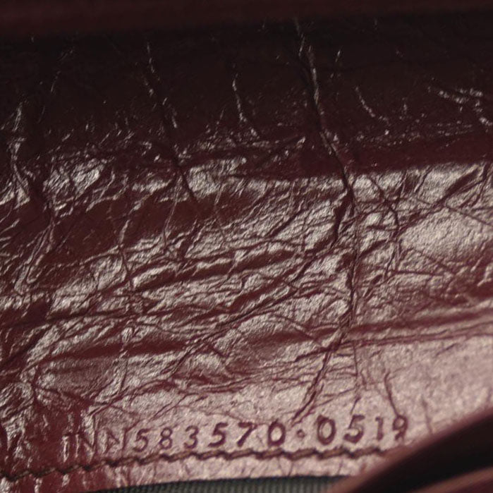 Saint Laurent Compact Niki Wallet Burgundy Leather Crinkled