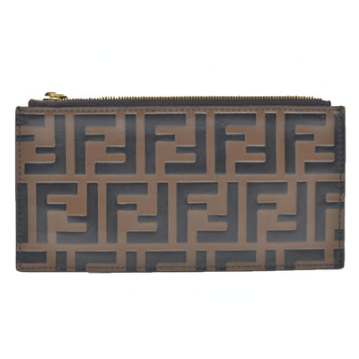 AUCTION $1550 Fendi Vitello Soft F is Fendi Bi-Color FF 1974 Embossed Envelope Wallet On Chain with Pouches Maya Black Insert Zipper