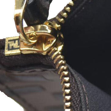 AUCTION $1550 Fendi Vitello Soft F is Fendi Bi-Color FF 1974 Embossed Envelope Wallet On Chain with Pouches Maya Black Insert Zipper