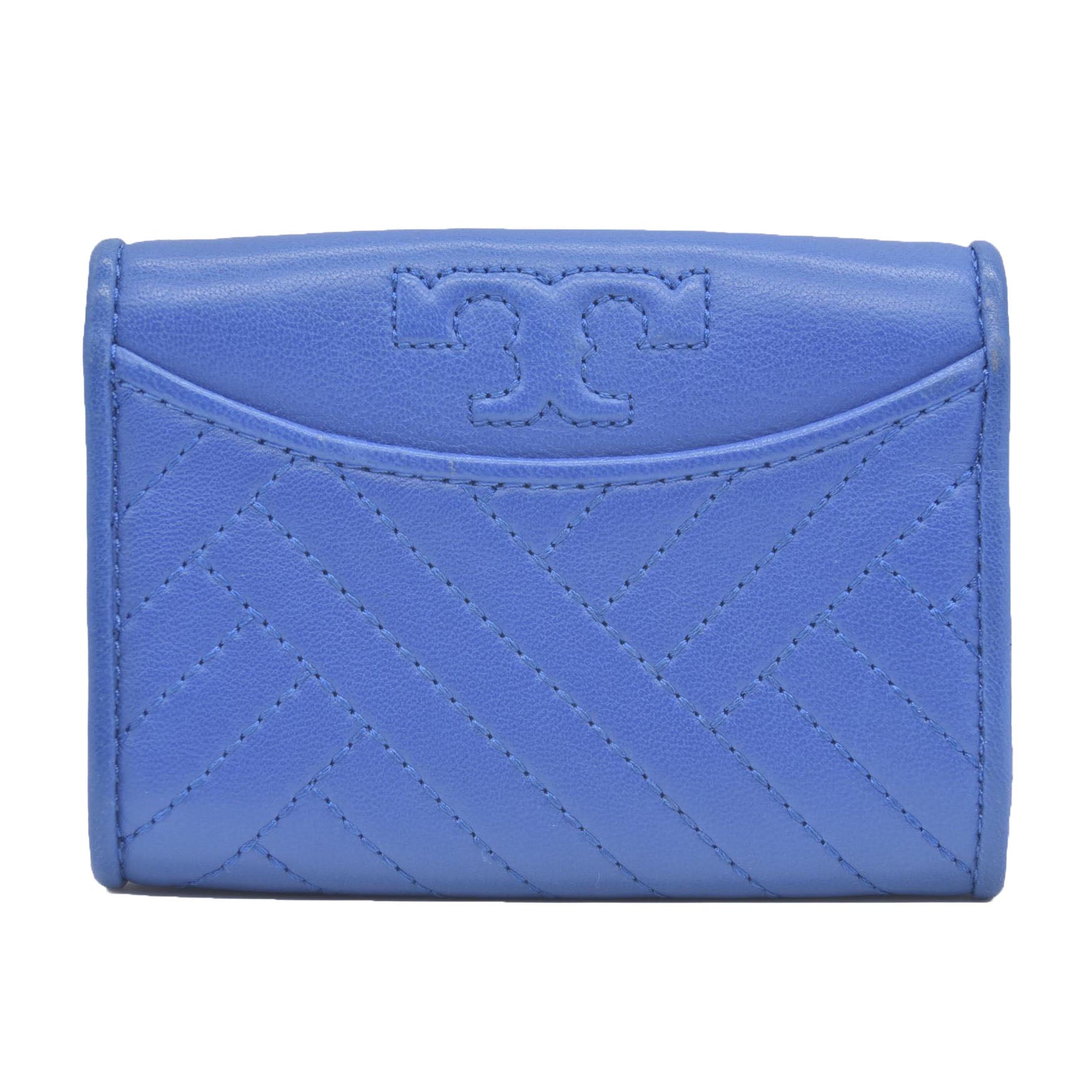 Tory Burch Alexa Foldable Mini Wallet Regal Blue CONSIGNMENT