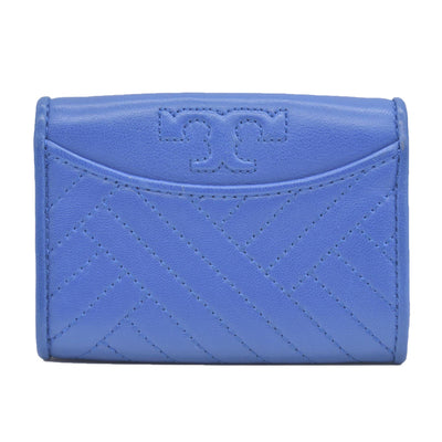 Tory Burch Alexa Foldable Mini Wallet Regal Blue CONSIGNMENT